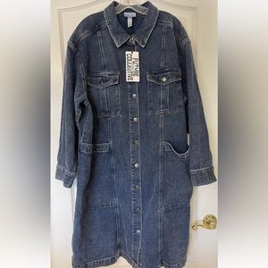 Future Collective Reese Blutstein Womens Blue Jean Jacket Long Shacket Size M